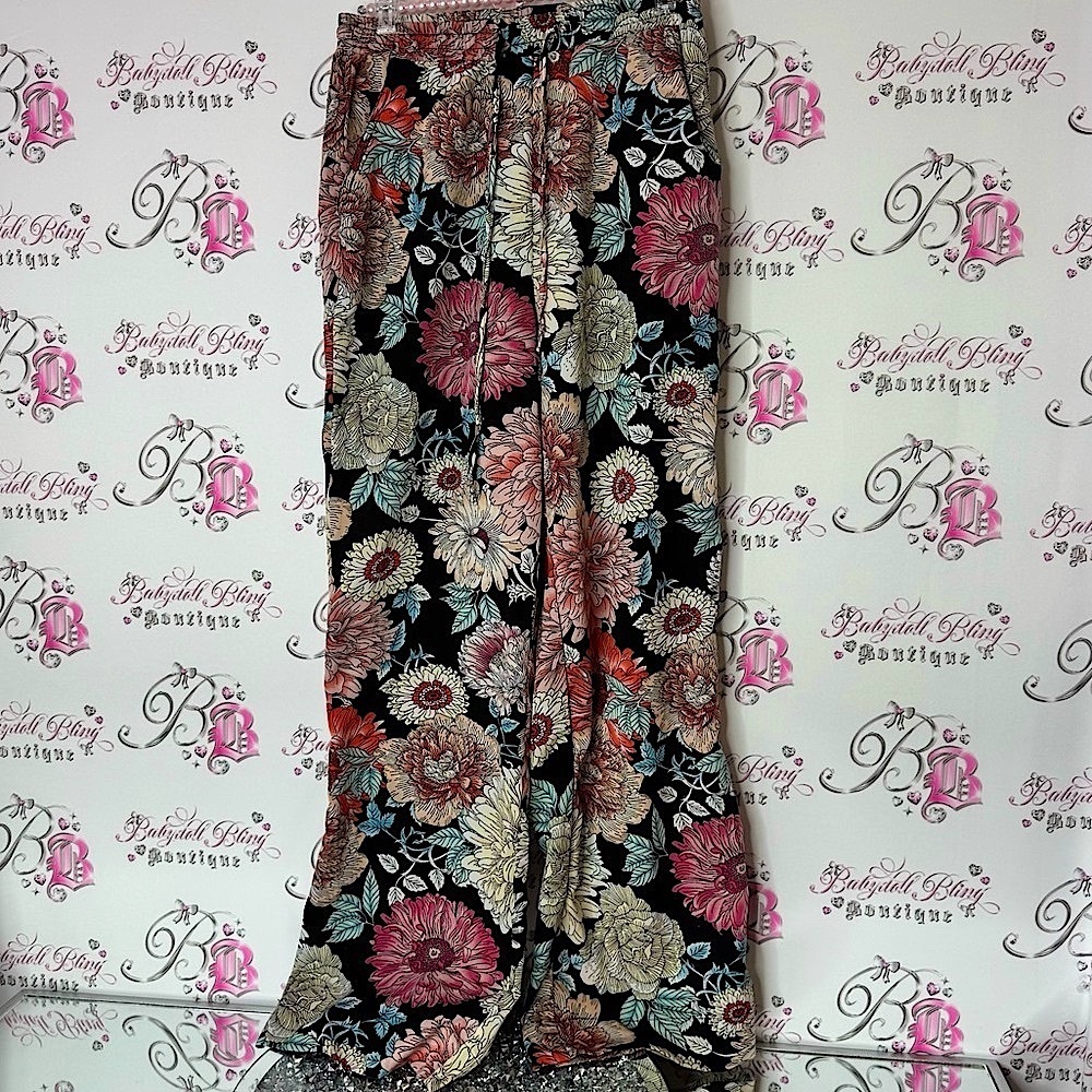 Buffalo David Bitton pants wide leg flowy flowers comfy boho Floral Patterned